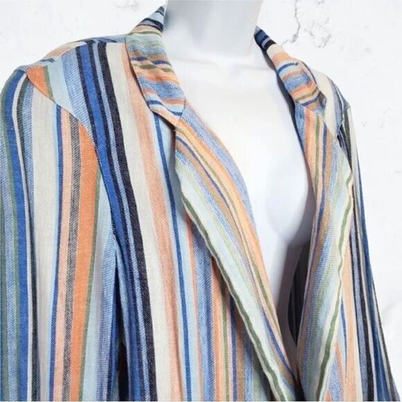 Caslon Linen Blazer Jacket sz M Striped Boyfriend Fit NEW - Picture 3 of 8
